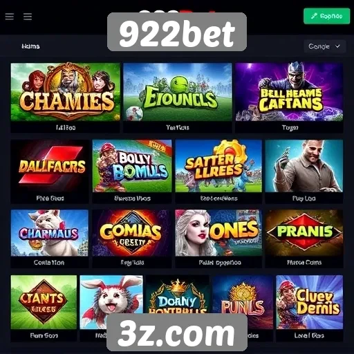 Categorias de jogos disponíveis na 922bet